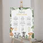 Wild One Safari 1st Birthday Milestone Sign<br><div class="desc">Our safari birthday milestone poster is the perfect way to celebrate and document a special birthday. The design features a unique and memorable vintage boho theme with space for your child’s name, special milestones, achievements, and memories from their life so far. It’s a great way to celebrate a milestone birthday...</div>