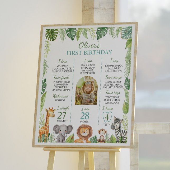 Wild One Safari 1st Birthday Milestone Sign (Creator Uploaded)