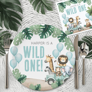 Wild One Safari 1st Birthday Paper Plate