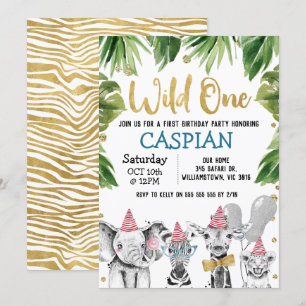 Wild One Safari 1st Birthday Party Invitation
