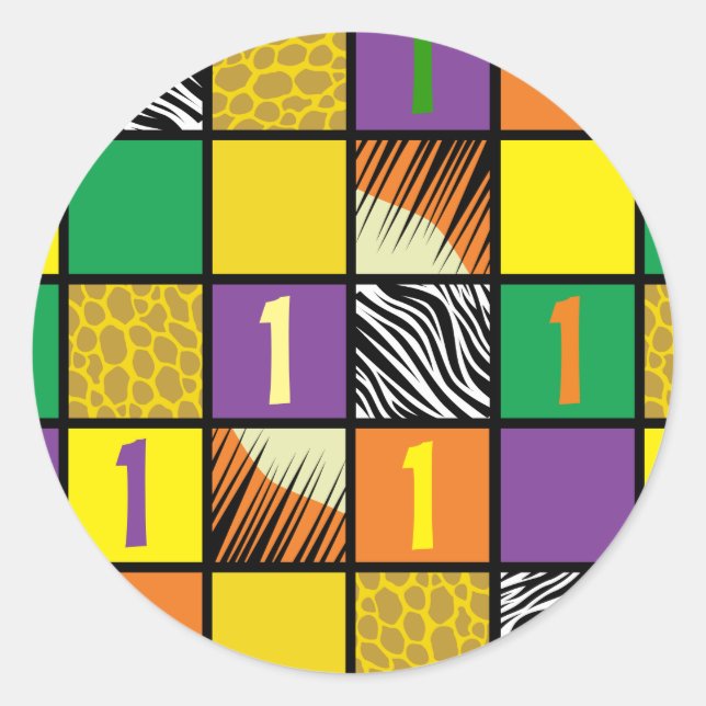 Wild One Safari 1st Birthday Party Kid's Classic Round Sticker (Front)