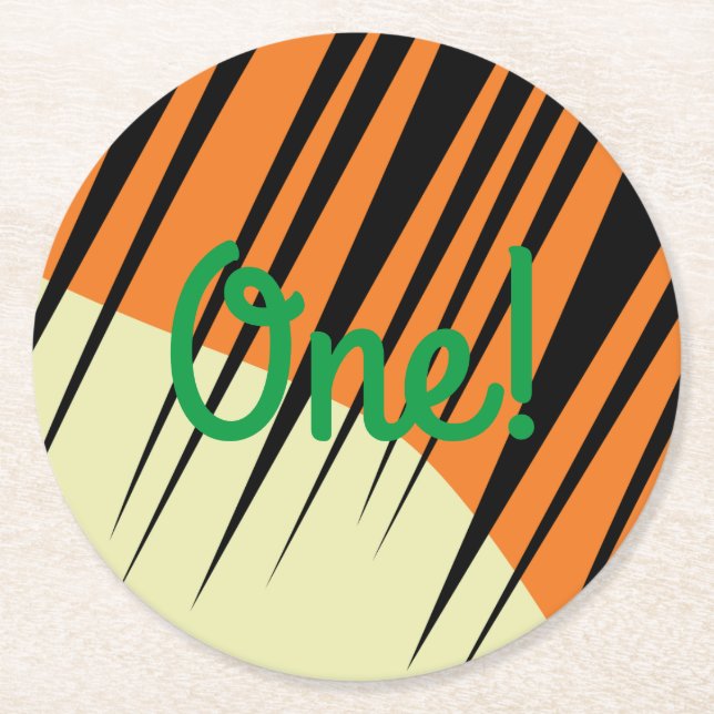 Wild One Safari 1st Birthday Party Kid's Round Paper Coaster (Front)