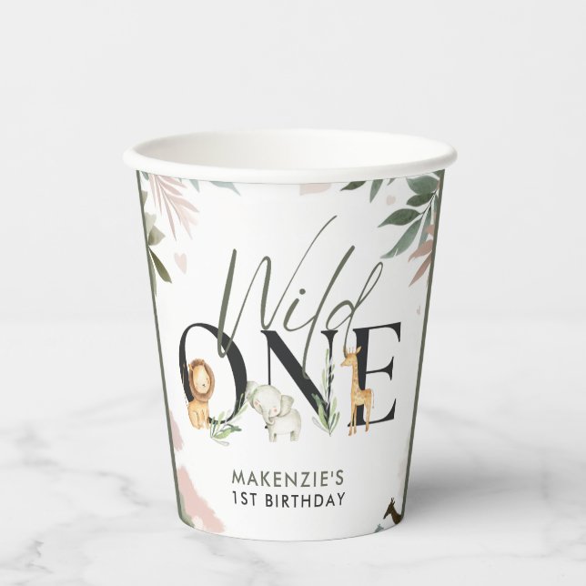 Wild One Safari 1st Birthday Party Paper Cups (Front)