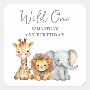 Wild One Safari 1st Birthday  Square Sticker