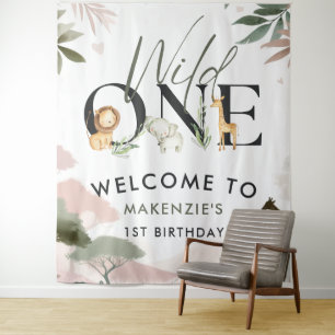 Wild One Safari 1st Birthday Tapestry