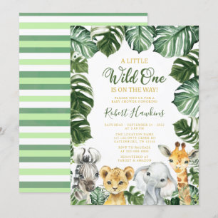 Wild One Safari Animal Baby Shower Invitation