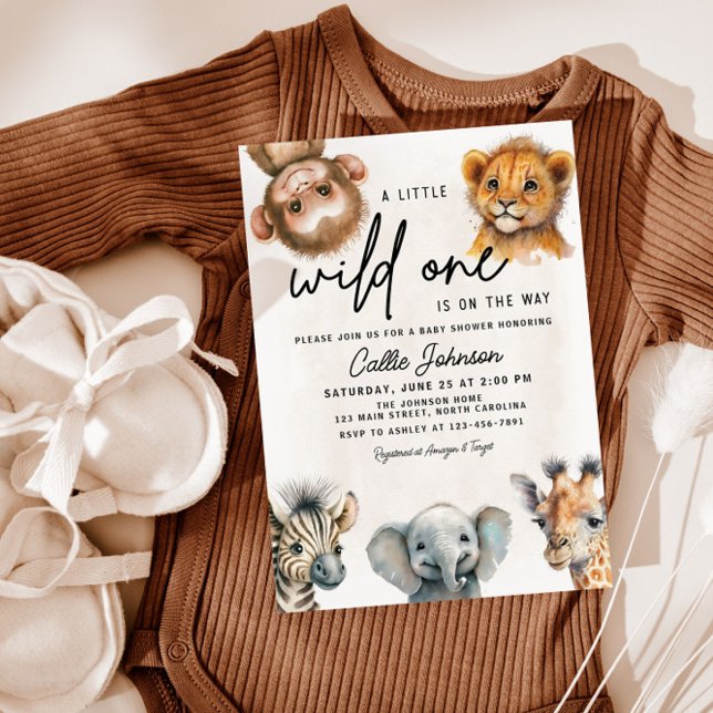 Wild One Safari Animal Baby Shower Invitation (Creator Uploaded)