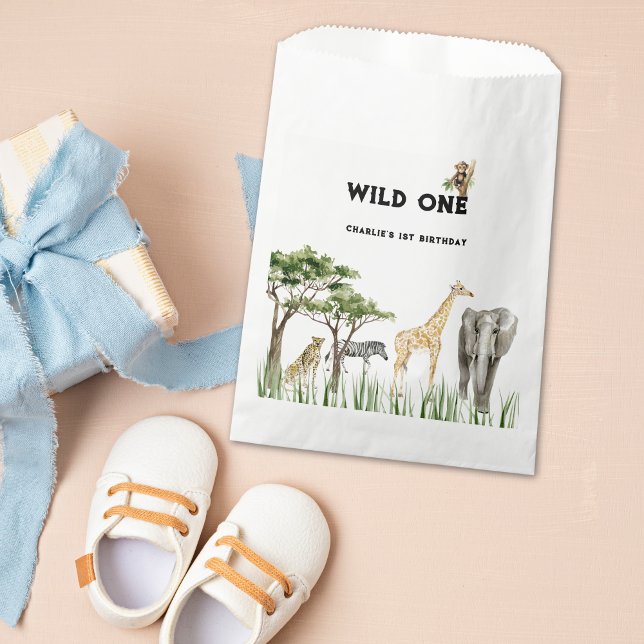 Wild One Safari Animal Birthday Party Favour Bags (Wild One Favor Bag)