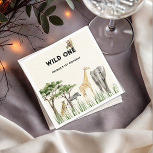 Wild One Safari Animal Birthday Party Napkin