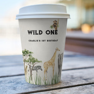 Wild One Safari Animal Birthday Party Paper Cups