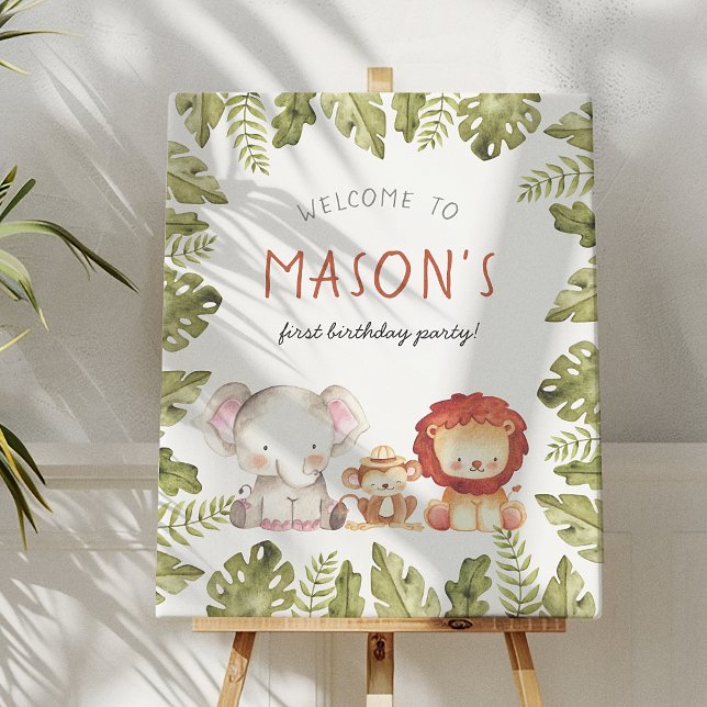 Wild One Safari Animal Birthday Party Welcome Sign (Creator Uploaded)