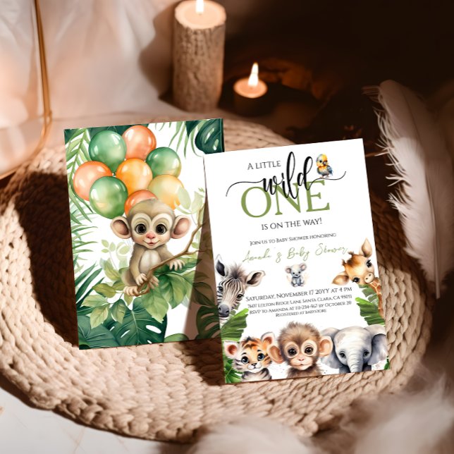 Wild One Safari Animal Jungle Baby Shower Invitation (Creator Uploaded)