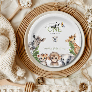 Wild One Safari Animal Jungle Baby Shower Paper Plate