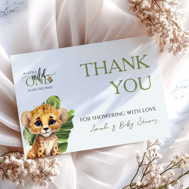 Wild One Safari Animal Jungle Baby Shower Thank You Card (Creator Uploaded)