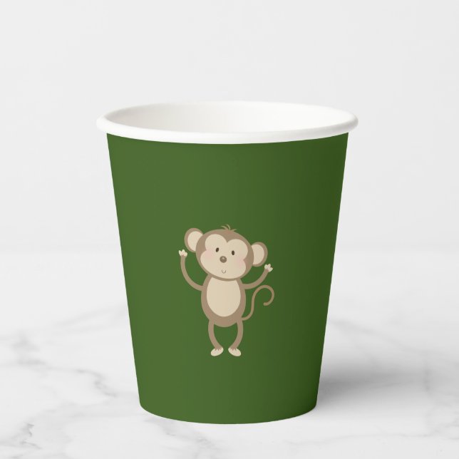 Wild One Safari Animal Monkey Baby Shower  Paper Cups (Front)