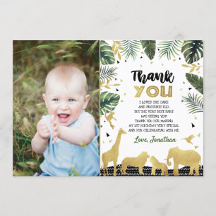 Wild One Safari Animal Thank You Note Card