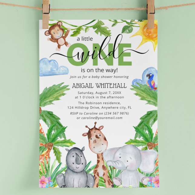 Wild One Safari | Animal Watercolor Baby Shower In Invitation (Creator Uploaded)