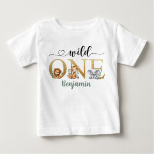 Wild One Safari Animals 1st Birthday Baby T-Shirt