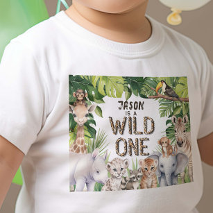 Wild One Safari Animals Baby Boy 1st birthday Baby T-Shirt