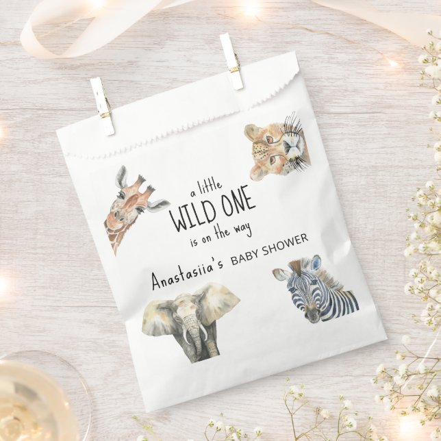 Wild One Safari Animals Baby Shower Favour Bags (Clipped)