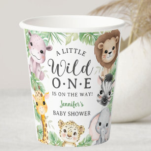 Wild One Safari Animals Baby Shower Gender Neutral Paper Cups