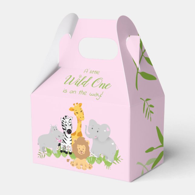Wild One Safari Animals Baby Shower Girl Favour Bo Favour Box (Front Side)