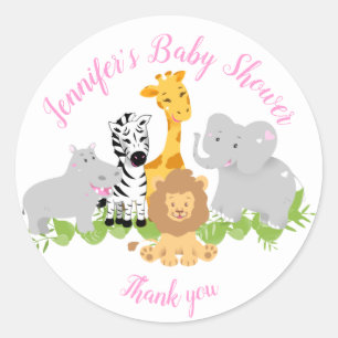 Wild One Safari Animals Baby Shower Girl Sticker