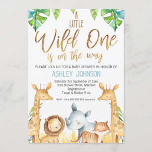 Wild One Safari Animals Baby Shower Invitation