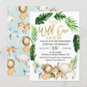 Wild One Safari Animals Baby Shower Invitation