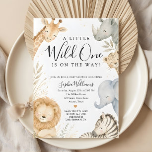 Wild One Safari Animals Baby Shower Invitation