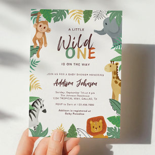 Wild One Safari Animals Baby Shower Invitation