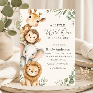 Wild One Safari Animals Baby Shower Invitation