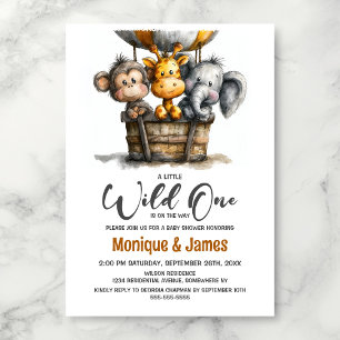 Wild One Safari Animals Baby Shower Invitation