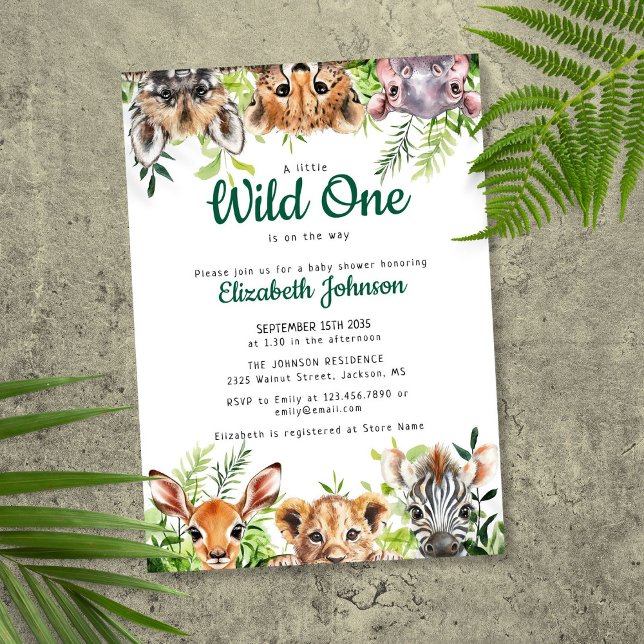 Wild One Safari Animals Baby Shower Invitation (Wild One Safari Animals Baby Shower Invitation)