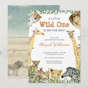 Wild One Safari Animals Baby Shower Invitation
