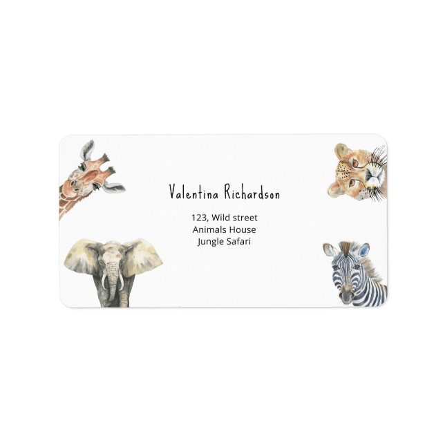 Wild One Safari Animals Baby Shower Label (Front)