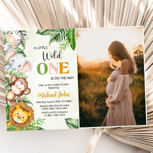 Wild One Safari Animals Baby Shower Photo Invitation