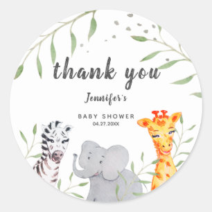 Wild One Safari Animals Baby Shower Sticker
