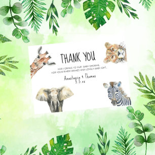 Wild One Safari Animals Baby Shower THANK YOU Card