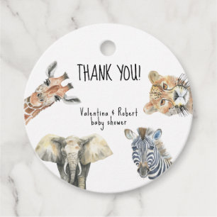 Wild One Safari Animals Baby Shower Thank you Favour Tags