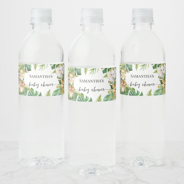 Wild One Safari Animals Baby Shower Water Bottle Label (Bottles)