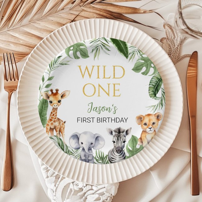 Wild One Safari Animals Birthday Baby Shower Paper Plate (Creator Uploaded)