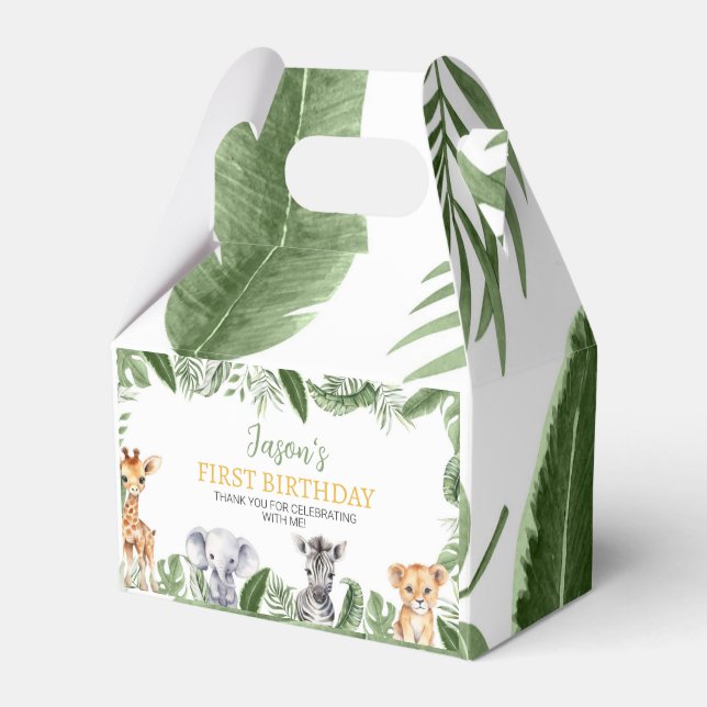 Wild One Safari Animals Birthday Favour Box (Front Side)