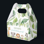 Wild One Safari Animals Birthday Favour Box<br><div class="desc">Our safari birthday gable box labels are the perfect finishing touch for your birthday party treats. The design features a watercolor that can be easily customised to include the birthday person's name. These labels are suitable for any type of birthday celebration and make a great way to add a personal...</div>
