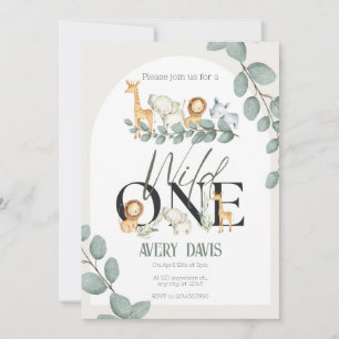 Wild One Safari Animals Birthday Party Invitation