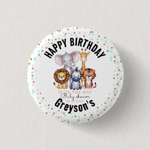 Wild One Safari Animals Boy Baby Shower  3 Cm Round Badge