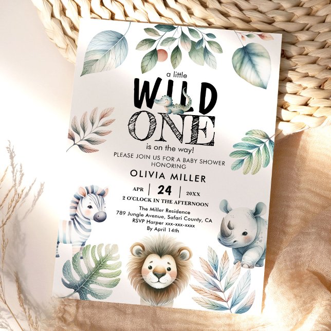 Wild One Safari Animals Boy Baby Shower  Invitation (Creator Uploaded)