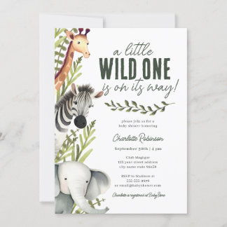 Wild One Safari Animals Boy Baby Shower Invitation