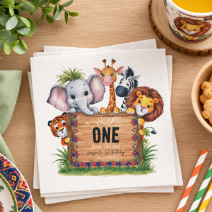 Wild One Safari Animals Boy Baby Shower Napkin