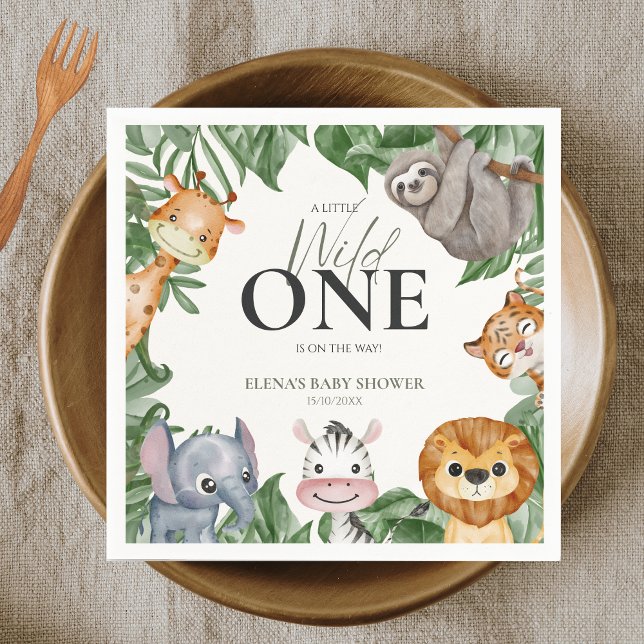 Wild One Safari Animals Boy Baby Shower Napkin (Creator Uploaded)